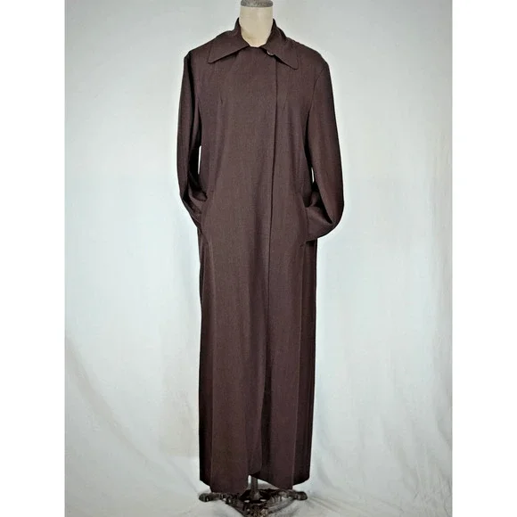 Vintage 8o's Guarantee Brown Long Wool Blend Coat LARGE #50213 Made USA - Picture 2 of 12